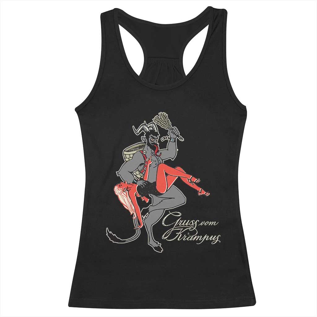 Funny Christmas Gruss Vom Krampus Racerback Tank Top TS09 Black Print Your Wear