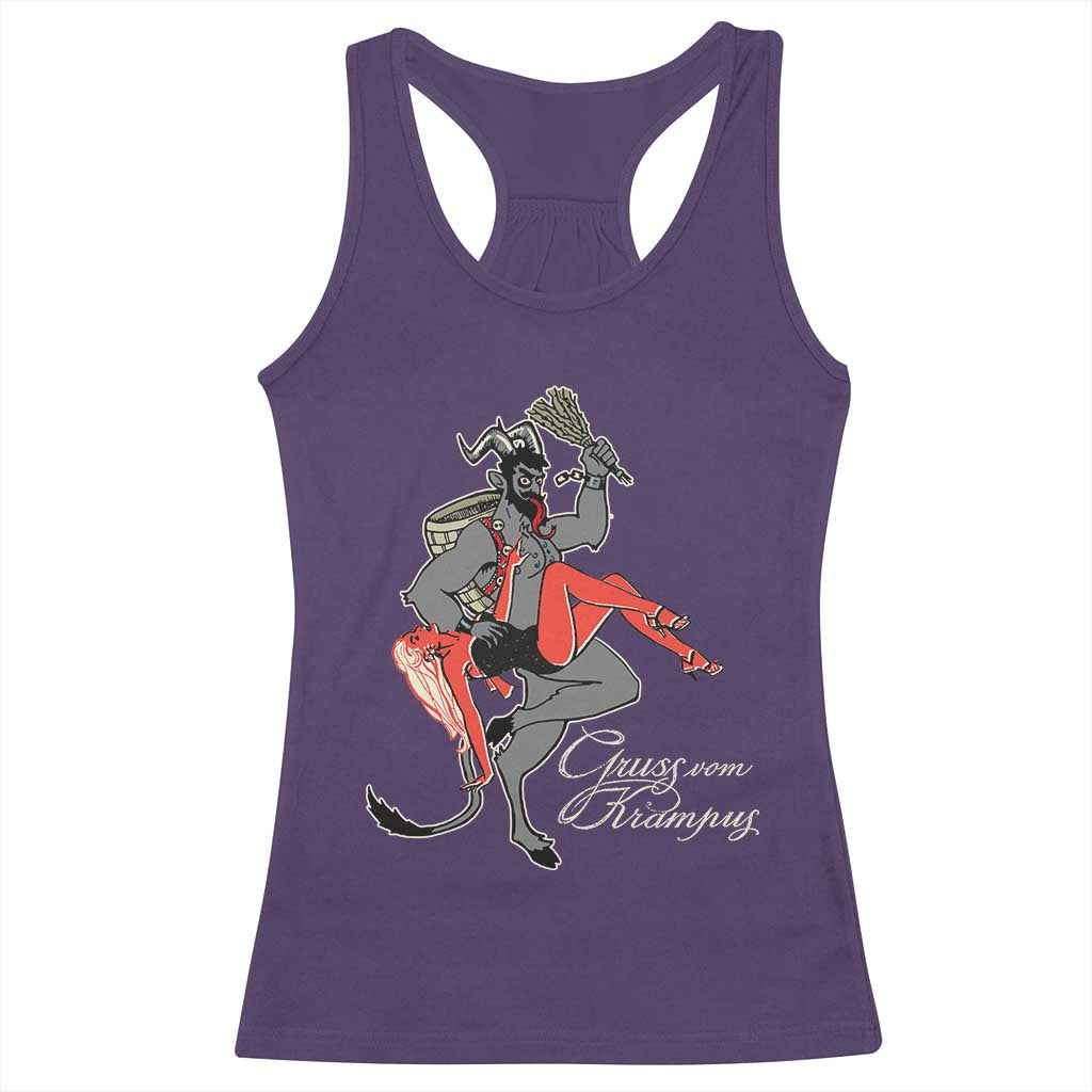 Funny Christmas Gruss Vom Krampus Racerback Tank Top TS09 Purple Print Your Wear