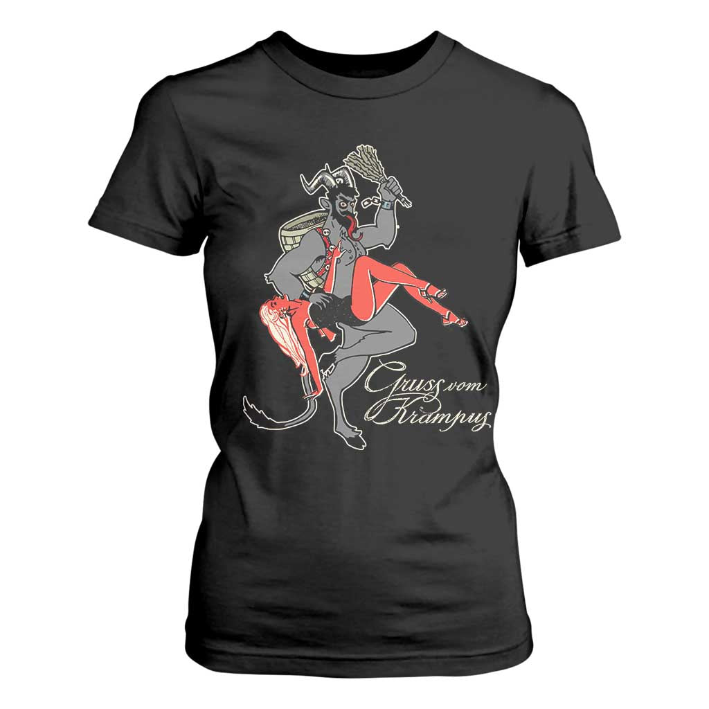 Funny Christmas Gruss Vom Krampus T Shirt For Women TS09 Black Print Your Wear