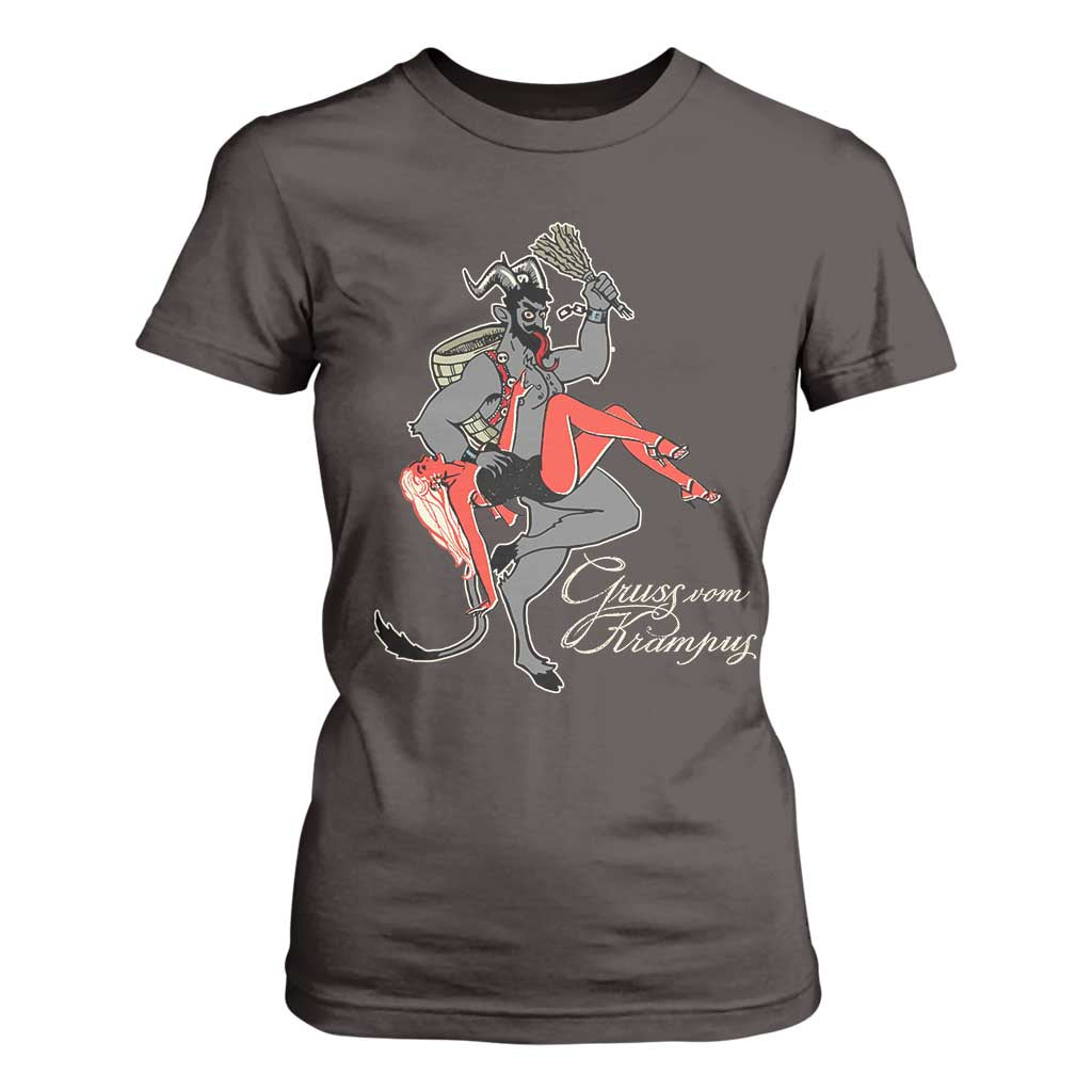 Funny Christmas Gruss Vom Krampus T Shirt For Women TS09 Dark Chocolate Print Your Wear