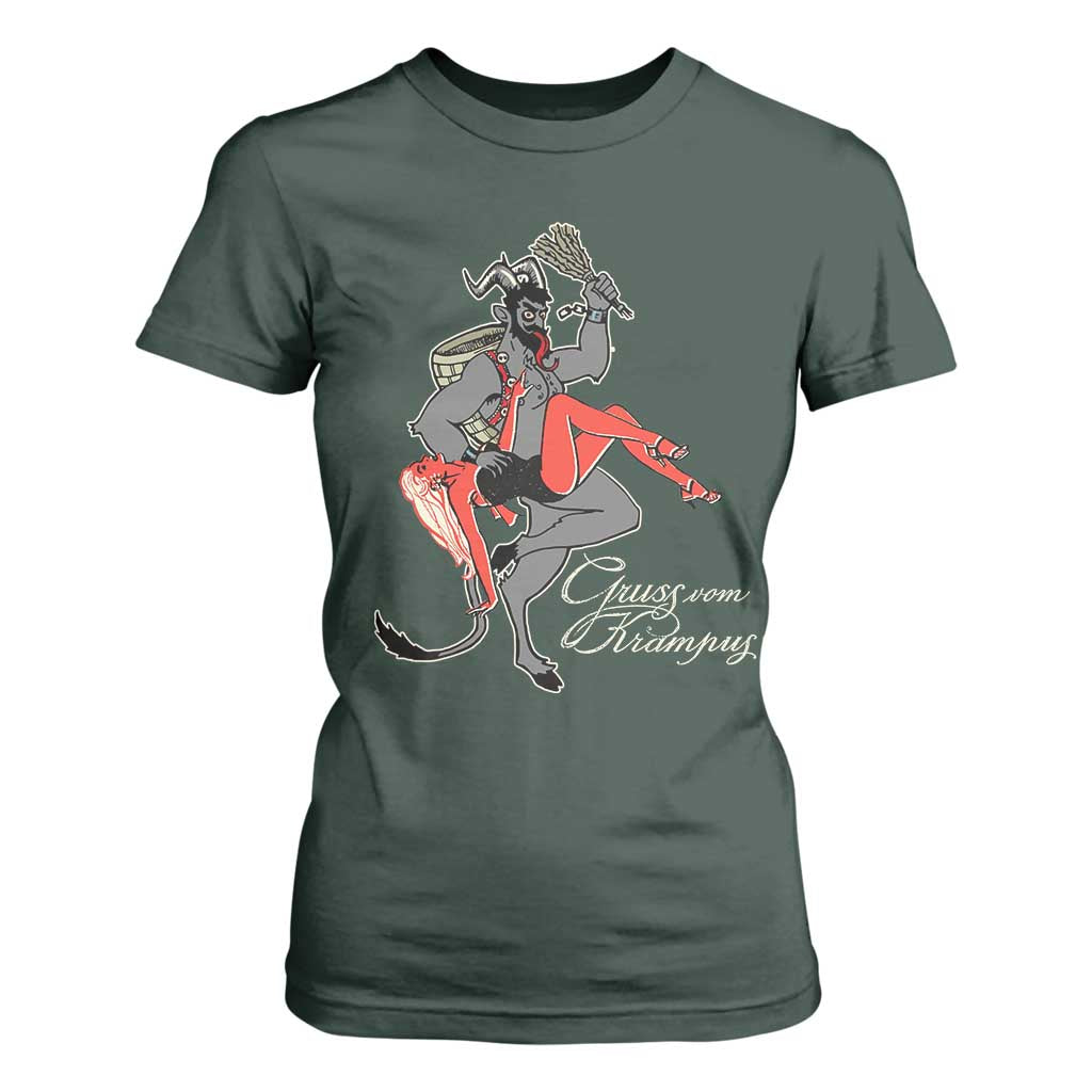 Funny Christmas Gruss Vom Krampus T Shirt For Women TS09 Dark Forest Green Print Your Wear