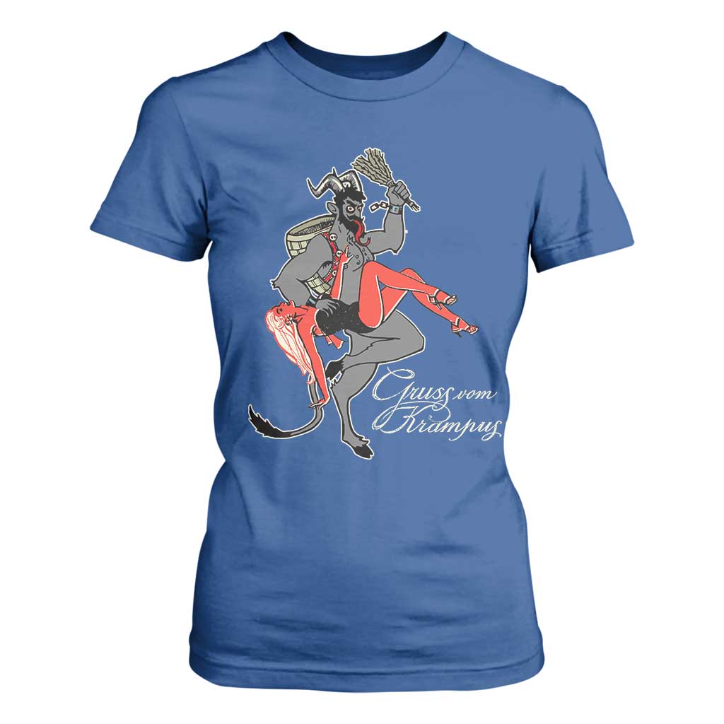 Funny Christmas Gruss Vom Krampus T Shirt For Women TS09 Royal Blue Print Your Wear