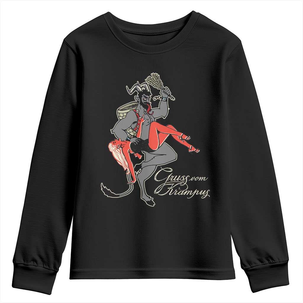 Funny Christmas Gruss Vom Krampus Youth Sweatshirt TS09 Black Print Your Wear