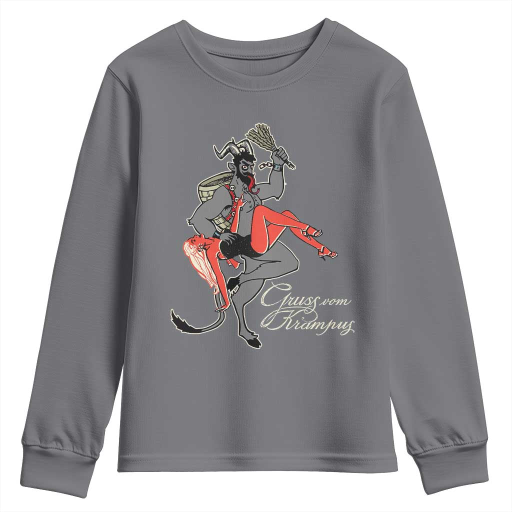 Funny Christmas Gruss Vom Krampus Youth Sweatshirt TS09 Charcoal Print Your Wear