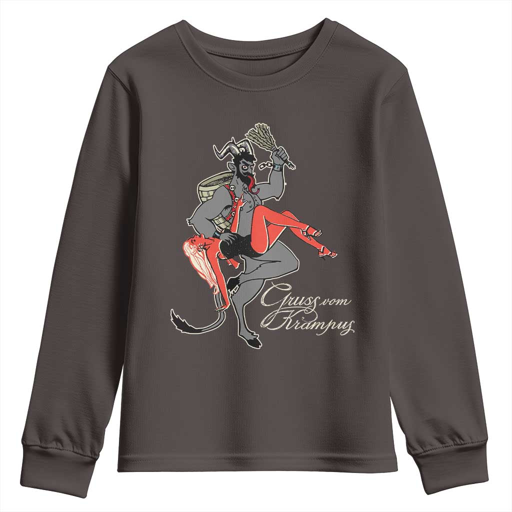 Funny Christmas Gruss Vom Krampus Youth Sweatshirt TS09 Dark Chocolate Print Your Wear