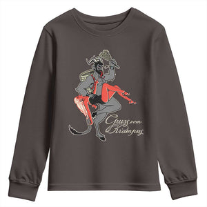 Funny Christmas Gruss Vom Krampus Youth Sweatshirt TS09 Dark Chocolate Print Your Wear