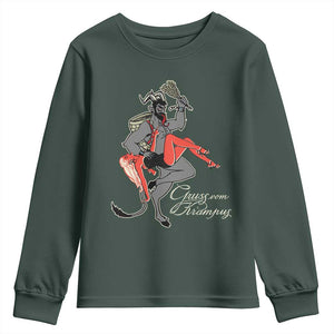 Funny Christmas Gruss Vom Krampus Youth Sweatshirt TS09 Dark Forest Green Print Your Wear