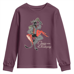 Funny Christmas Gruss Vom Krampus Youth Sweatshirt TS09 Maroon Print Your Wear