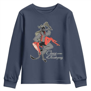 Funny Christmas Gruss Vom Krampus Youth Sweatshirt TS09 Navy Print Your Wear