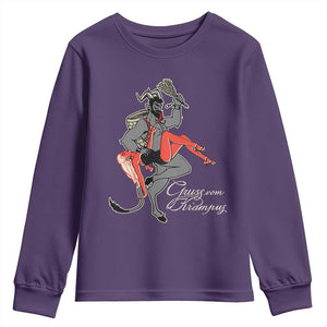 Funny Christmas Gruss Vom Krampus Youth Sweatshirt TS09 Purple Print Your Wear
