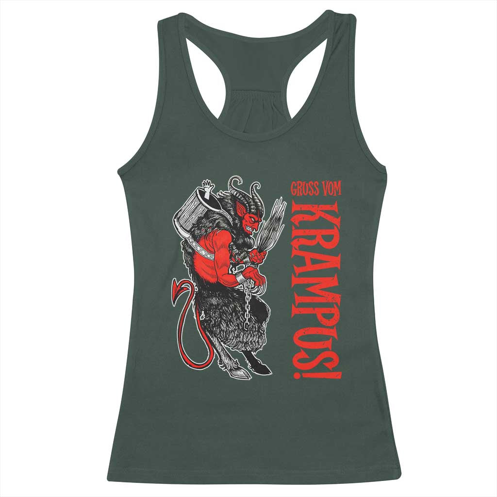Horror Christmas Gruss Vom Krampus Racerback Tank Top TS09 Dark Forest Green Print Your Wear