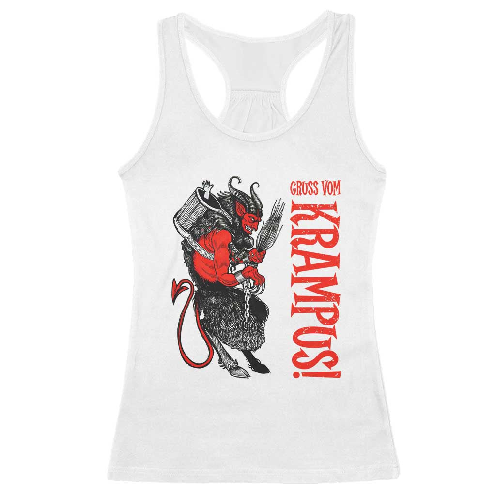 Horror Christmas Gruss Vom Krampus Racerback Tank Top TS09 White Print Your Wear