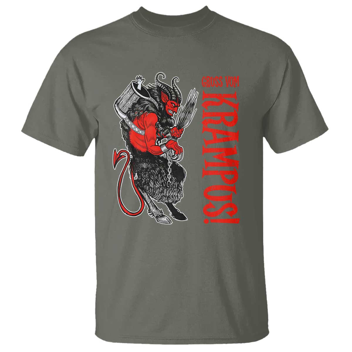 Horror Christmas Gruss Vom Krampus T Shirt TS09 Military Green Print Your Wear