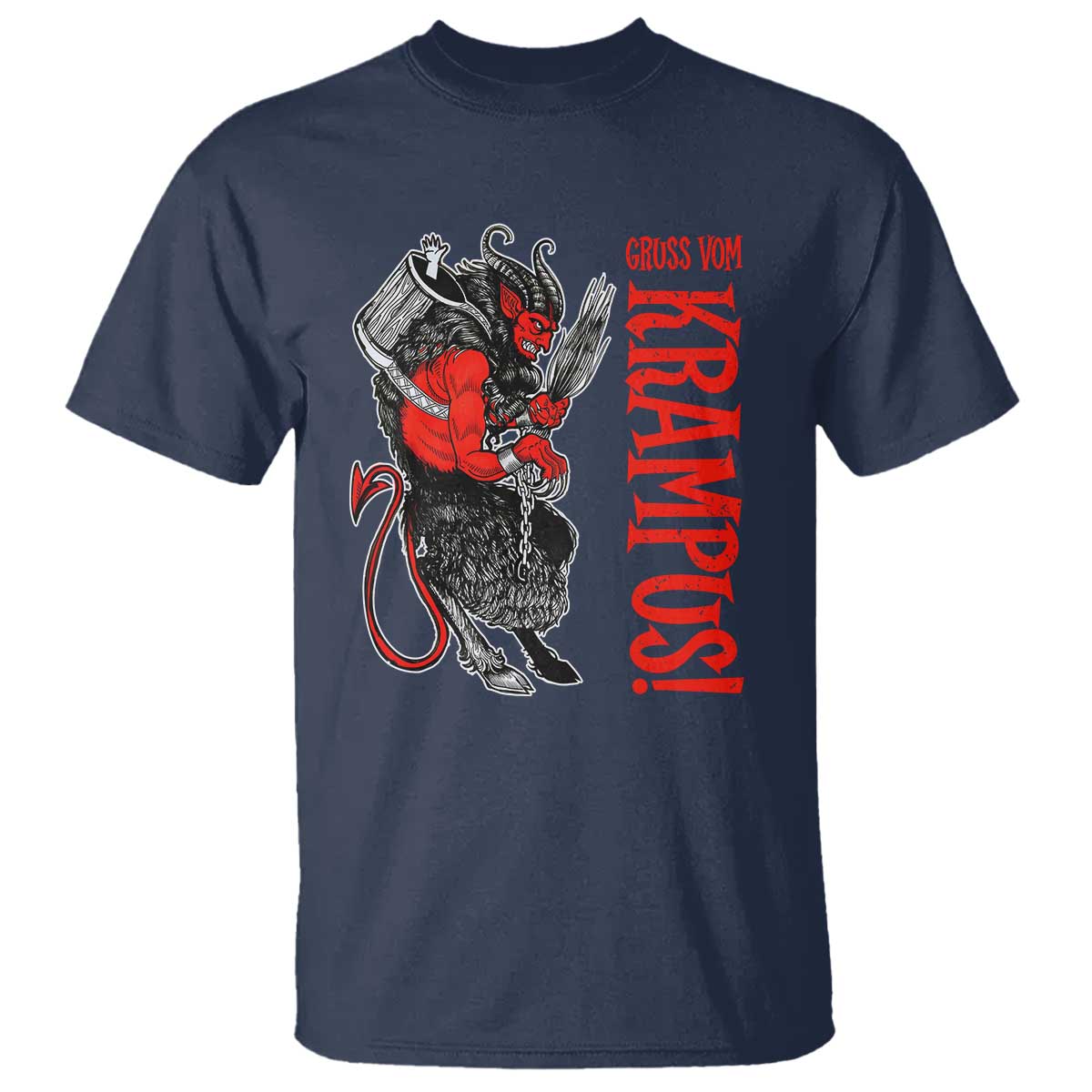 Horror Christmas Gruss Vom Krampus T Shirt TS09 Navy Print Your Wear