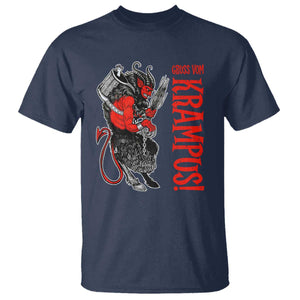 Horror Christmas Gruss Vom Krampus T Shirt TS09 Navy Print Your Wear