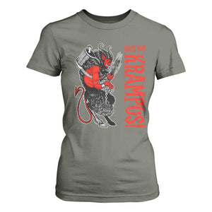 Horror Christmas Gruss Vom Krampus T Shirt For Women TS09 Military Green Print Your Wear