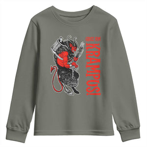 Horror Christmas Gruss Vom Krampus Youth Sweatshirt TS09 Military Green Print Your Wear