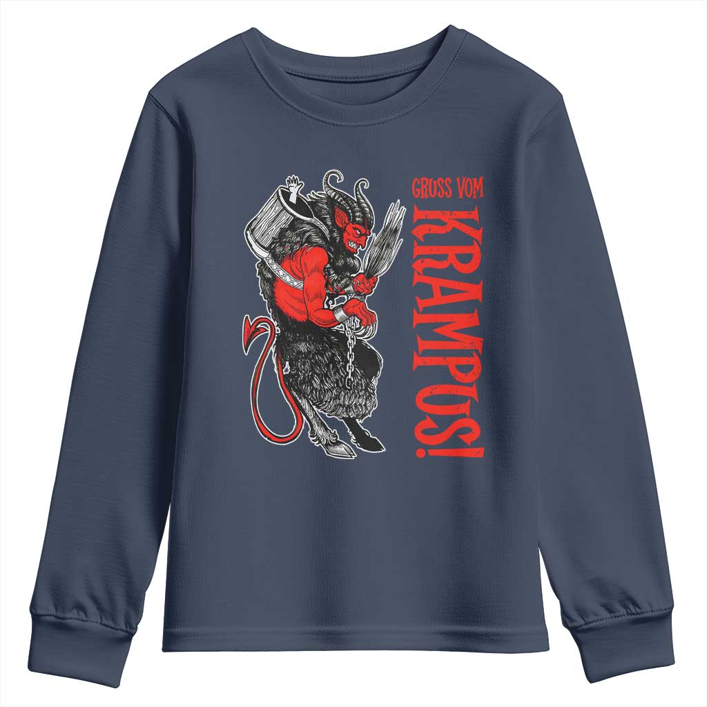 Horror Christmas Gruss Vom Krampus Youth Sweatshirt TS09 Navy Print Your Wear