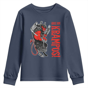 Horror Christmas Gruss Vom Krampus Youth Sweatshirt TS09 Navy Print Your Wear