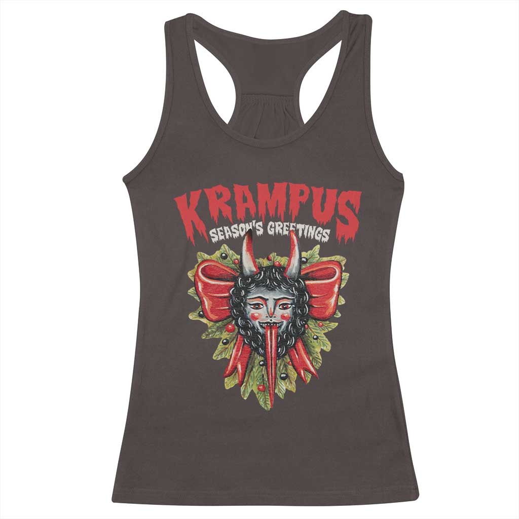 Christmas Krampus Racerback Tank Top Season Greeting Coquette Bow Krampus TS09 Dark Chocolate Print Your Wear
