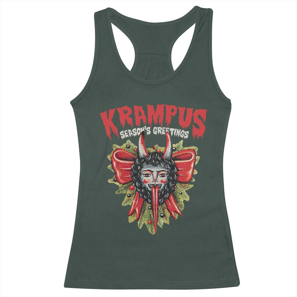 Christmas Krampus Racerback Tank Top Season Greeting Coquette Bow Krampus TS09 Dark Forest Green Print Your Wear