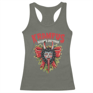 Christmas Krampus Racerback Tank Top Season Greeting Coquette Bow Krampus TS09 Military Green Print Your Wear