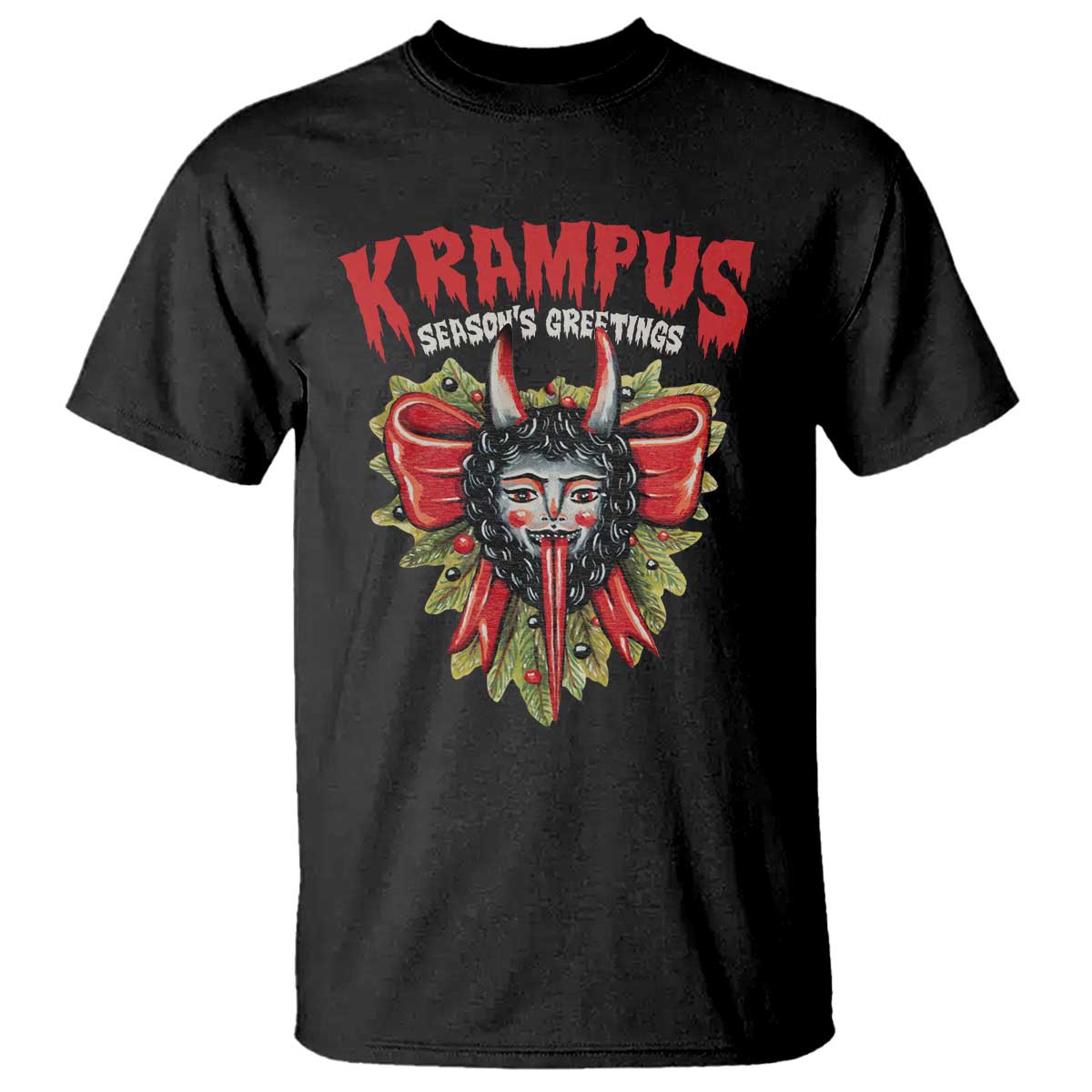 Christmas Krampus T Shirt Season Greeting Coquette Bow Krampus TS09 Black Print Your Wear