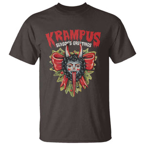 Christmas Krampus T Shirt Season Greeting Coquette Bow Krampus TS09 Dark Chocolate Print Your Wear