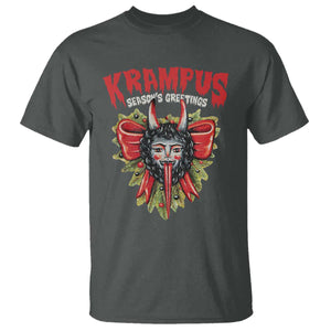Christmas Krampus T Shirt Season Greeting Coquette Bow Krampus TS09 Dark Heather Print Your Wear