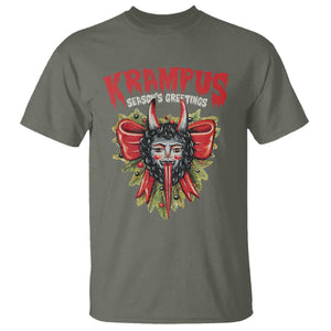 Christmas Krampus T Shirt Season Greeting Coquette Bow Krampus TS09 Military Green Print Your Wear