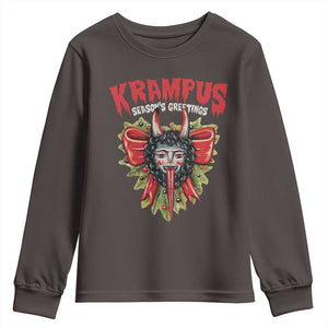 Christmas Krampus Youth Sweatshirt Season Greeting Coquette Bow Krampus TS09 Dark Chocolate Print Your Wear