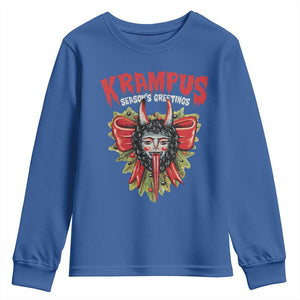 Christmas Krampus Youth Sweatshirt Season Greeting Coquette Bow Krampus TS09 Royal Blue Print Your Wear