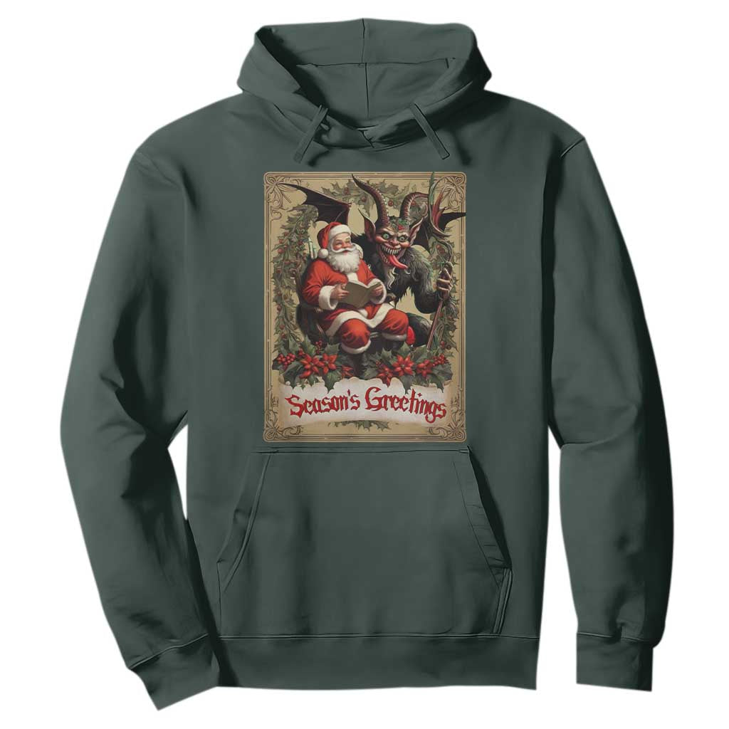 Christmas Krampus Hoodie Season Greeting Vintage Tarot Card TS09 Dark Forest Green Print Your Wear