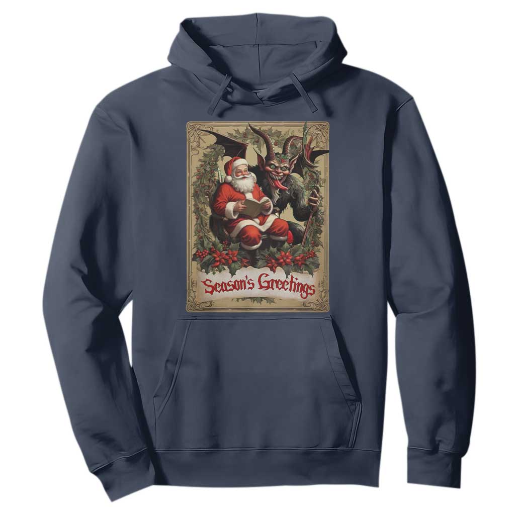 Christmas Krampus Hoodie Season Greeting Vintage Tarot Card TS09 Navy Print Your Wear