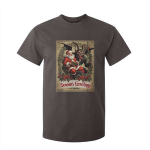 Christmas Krampus T Shirt For Kid Season Greeting Vintage Tarot Card TS09 Dark Chocolate Print Your Wear
