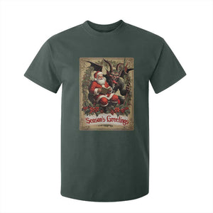 Christmas Krampus T Shirt For Kid Season Greeting Vintage Tarot Card TS09 Dark Forest Green Print Your Wear