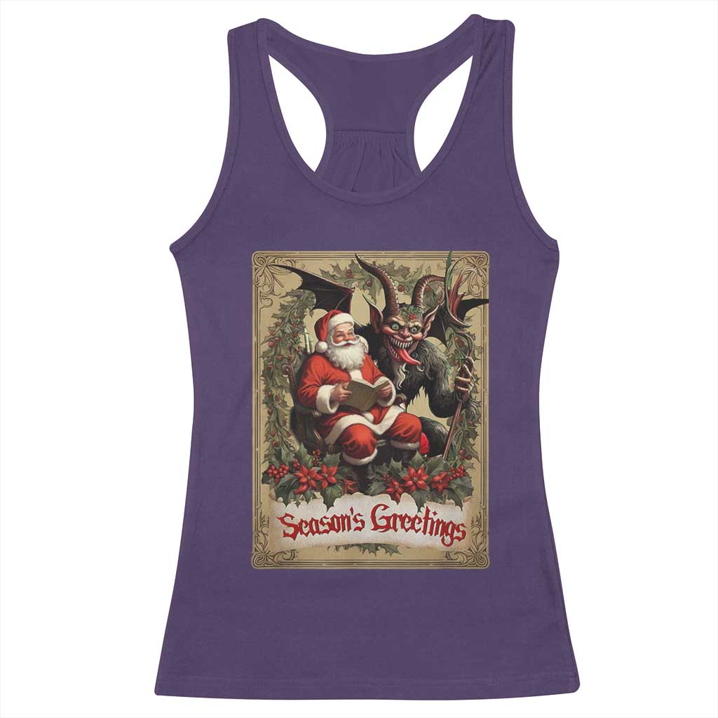 Christmas Krampus Racerback Tank Top Season Greeting Vintage Tarot Card TS09 Purple Print Your Wear