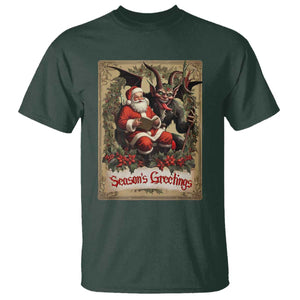Christmas Krampus T Shirt Season Greeting Vintage Tarot Card TS09 Dark Forest Green Print Your Wear