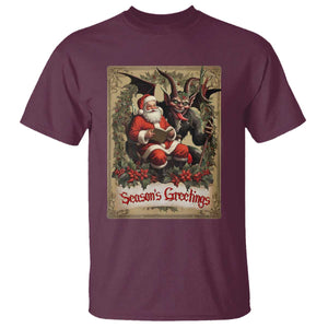 Christmas Krampus T Shirt Season Greeting Vintage Tarot Card TS09 Maroon Print Your Wear