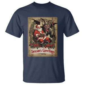 Christmas Krampus T Shirt Season Greeting Vintage Tarot Card TS09 Navy Print Your Wear