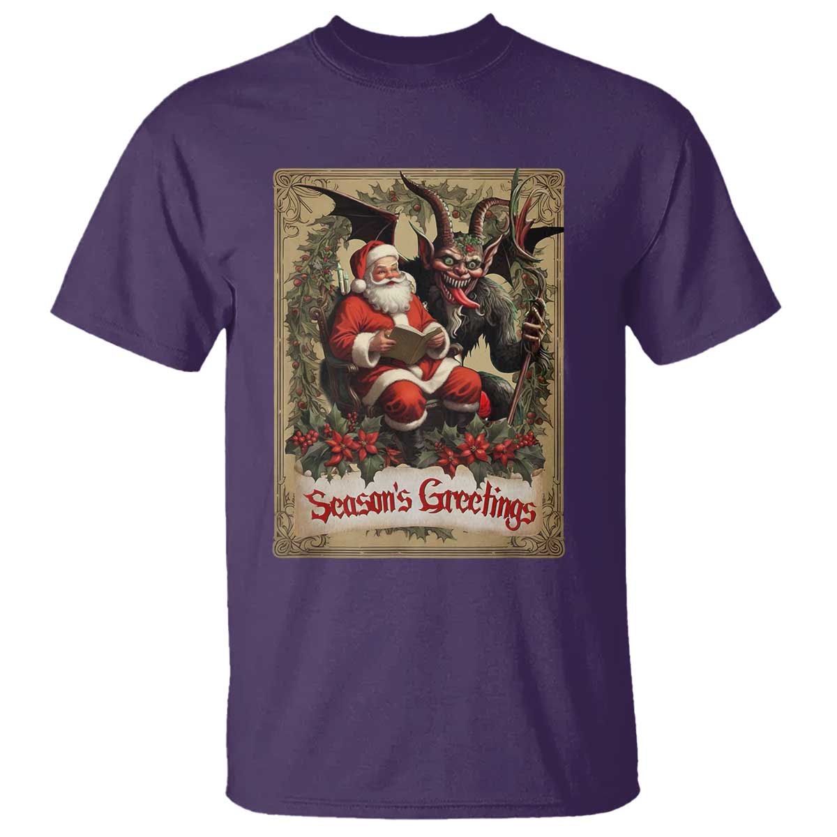 Christmas Krampus T Shirt Season Greeting Vintage Tarot Card TS09 Purple Print Your Wear