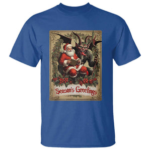 Christmas Krampus T Shirt Season Greeting Vintage Tarot Card TS09 Royal Blue Print Your Wear