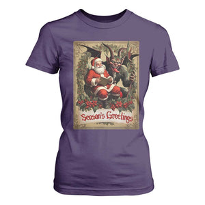 Christmas Krampus T Shirt For Women Season Greeting Vintage Tarot Card TS09 Purple Print Your Wear