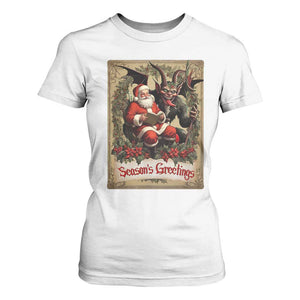 Christmas Krampus T Shirt For Women Season Greeting Vintage Tarot Card TS09 White Print Your Wear