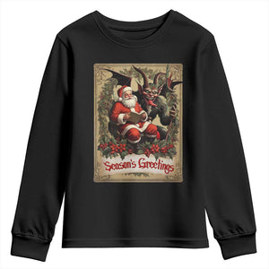 Christmas Krampus Youth Sweatshirt Season Greeting Vintage Tarot Card TS09 Black Print Your Wear