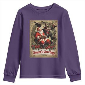 Christmas Krampus Youth Sweatshirt Season Greeting Vintage Tarot Card TS09 Purple Print Your Wear