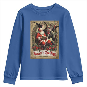 Christmas Krampus Youth Sweatshirt Season Greeting Vintage Tarot Card TS09 Royal Blue Print Your Wear