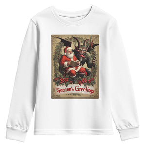 Christmas Krampus Youth Sweatshirt Season Greeting Vintage Tarot Card TS09 White Print Your Wear