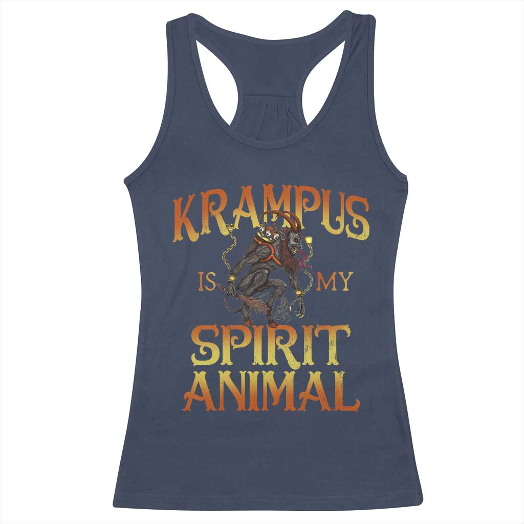 Christmas Krampus is My Spirit Animal Racerback Tank Top TS09 Navy Print Your Wear
