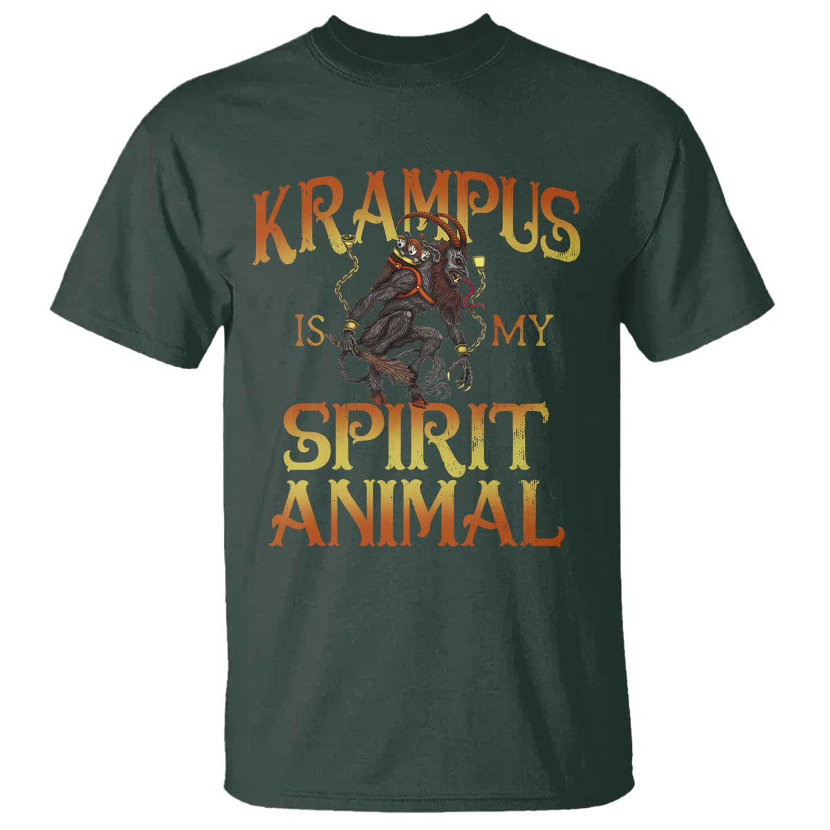 Christmas Krampus is My Spirit Animal T Shirt TS09 Dark Forest Green Print Your Wear